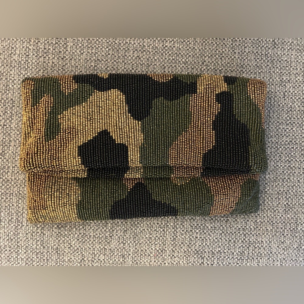 Moyna Camouflage Beaded Clutch